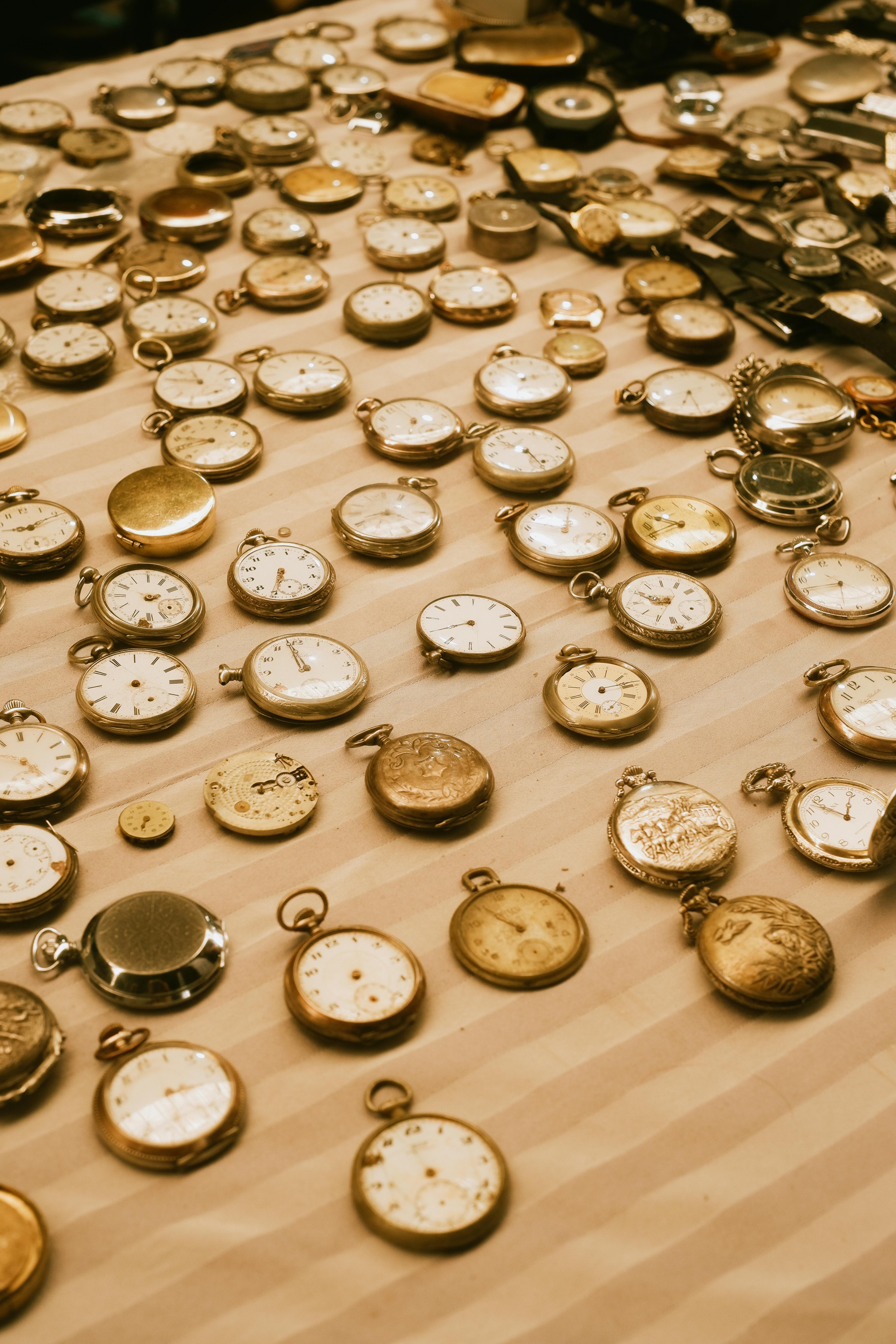 Free Collection of Vintage Pocket Watches Stock Photo