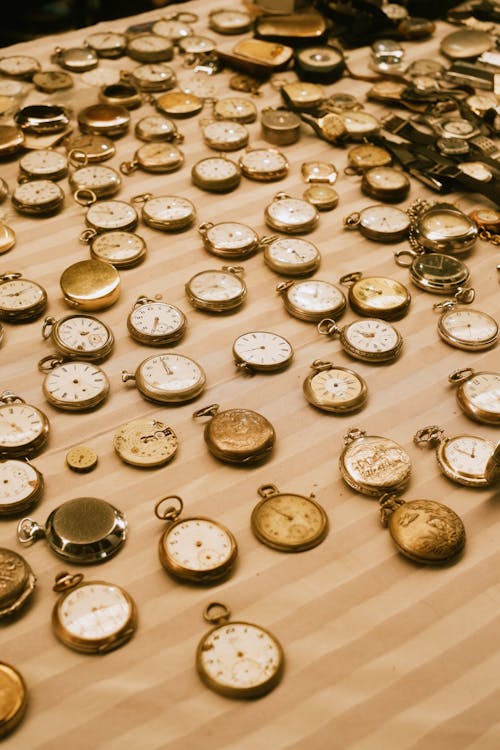 Free Collection of Vintage Pocket Watches Stock Photo