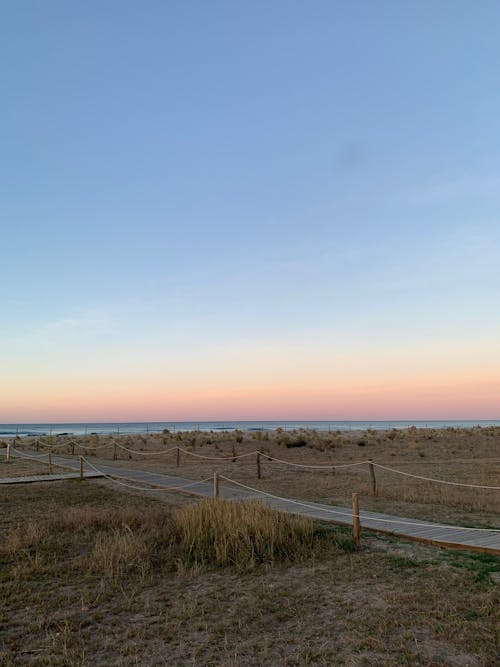 View of the Beach at Sunset 