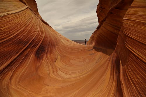Man Visiting The Wave Rock in Arizona