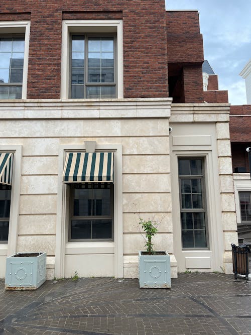 Cube Shaped Pots outside a Building