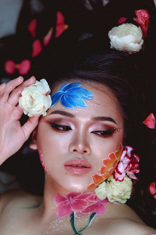 Woman with Floral Makeup