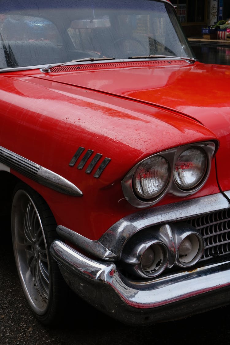 Close Up Of Red Chevrolet Bel Air