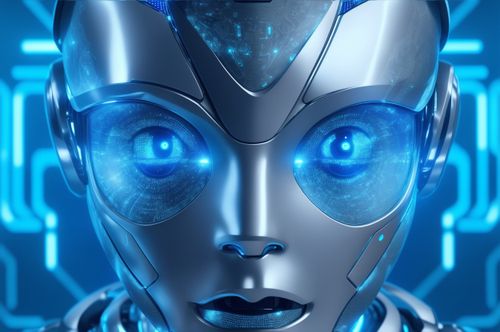 Free An awe-inspiring artificial intelligence robot face Stock Photo