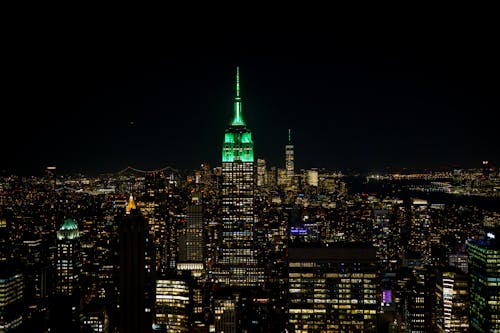 คลังภาพถ่ายฟรี ของ esb, nyc, กลางคืน