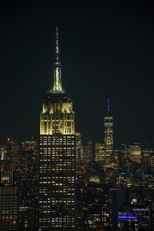 Spire of Illuminated ESB in NYC