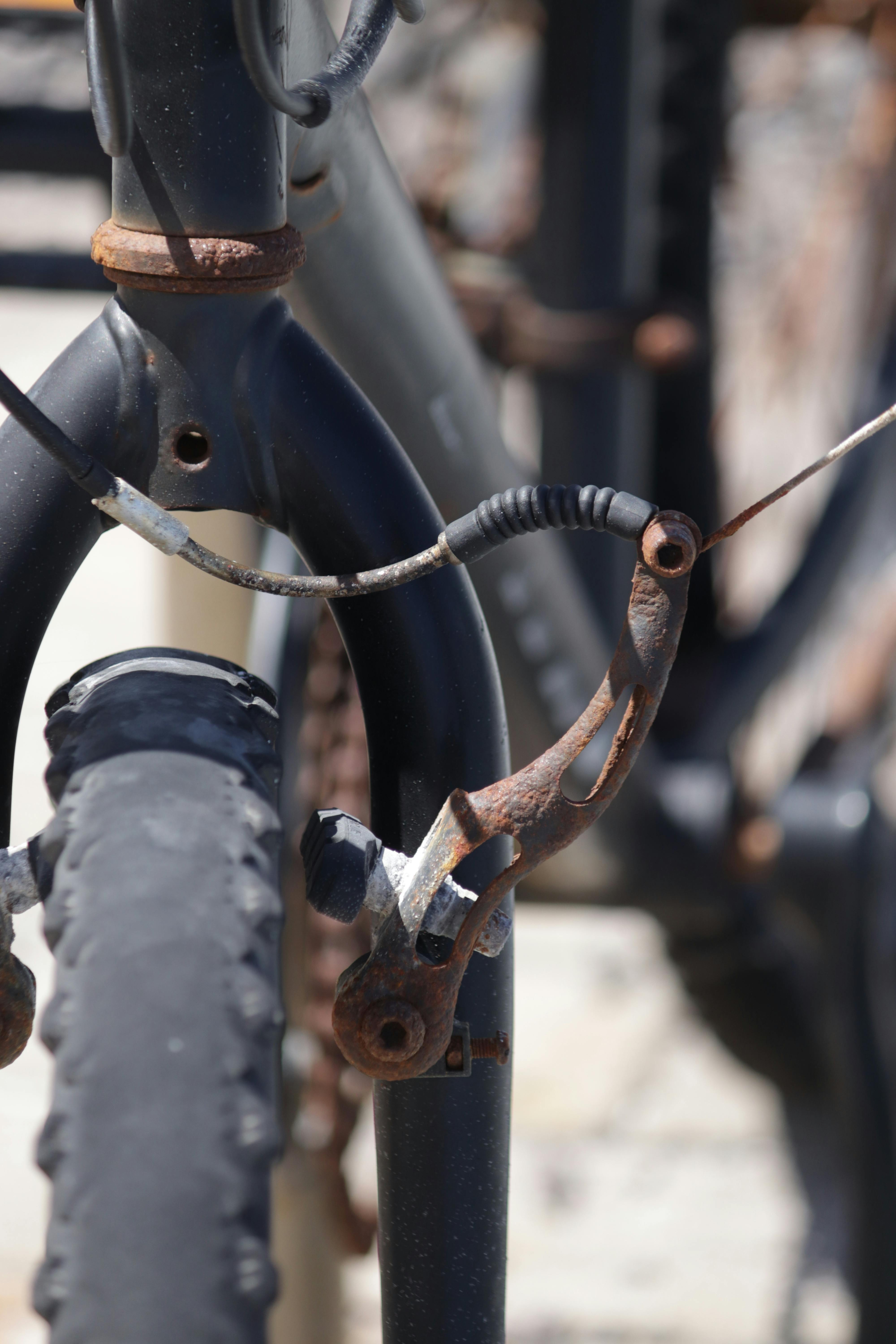 Rusty Brake and Bald Tire on an Old Bicycle Wheel · Free Stock Photo