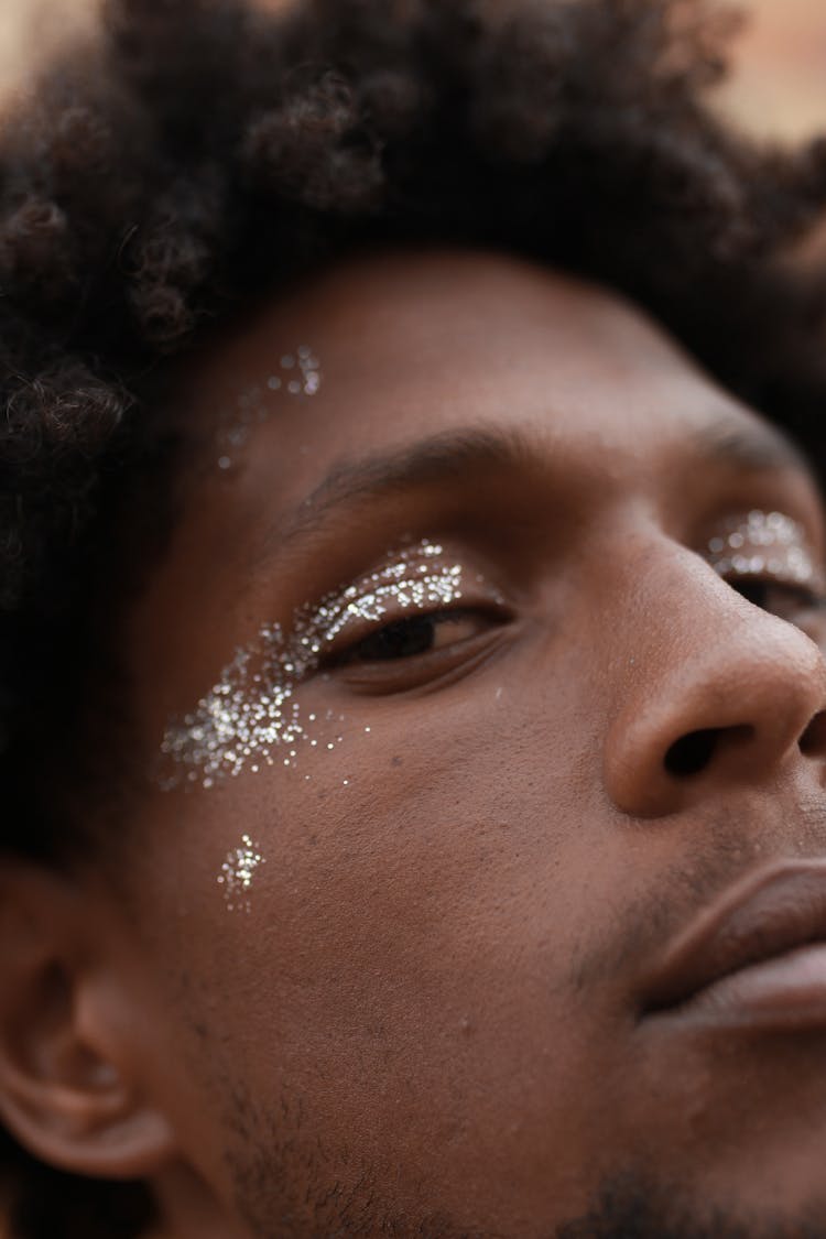 Glitter On Man Face