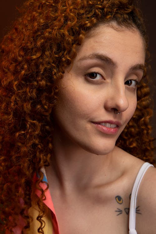 Portrait of Woman with Curly Hair