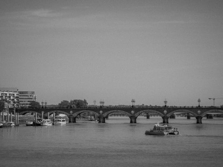 View Of The Pont De Pierre Over River Garonne In Bordeaux, France