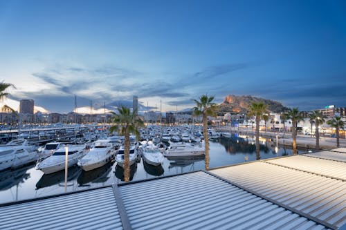 Yachts in Marina in Town, in Spain