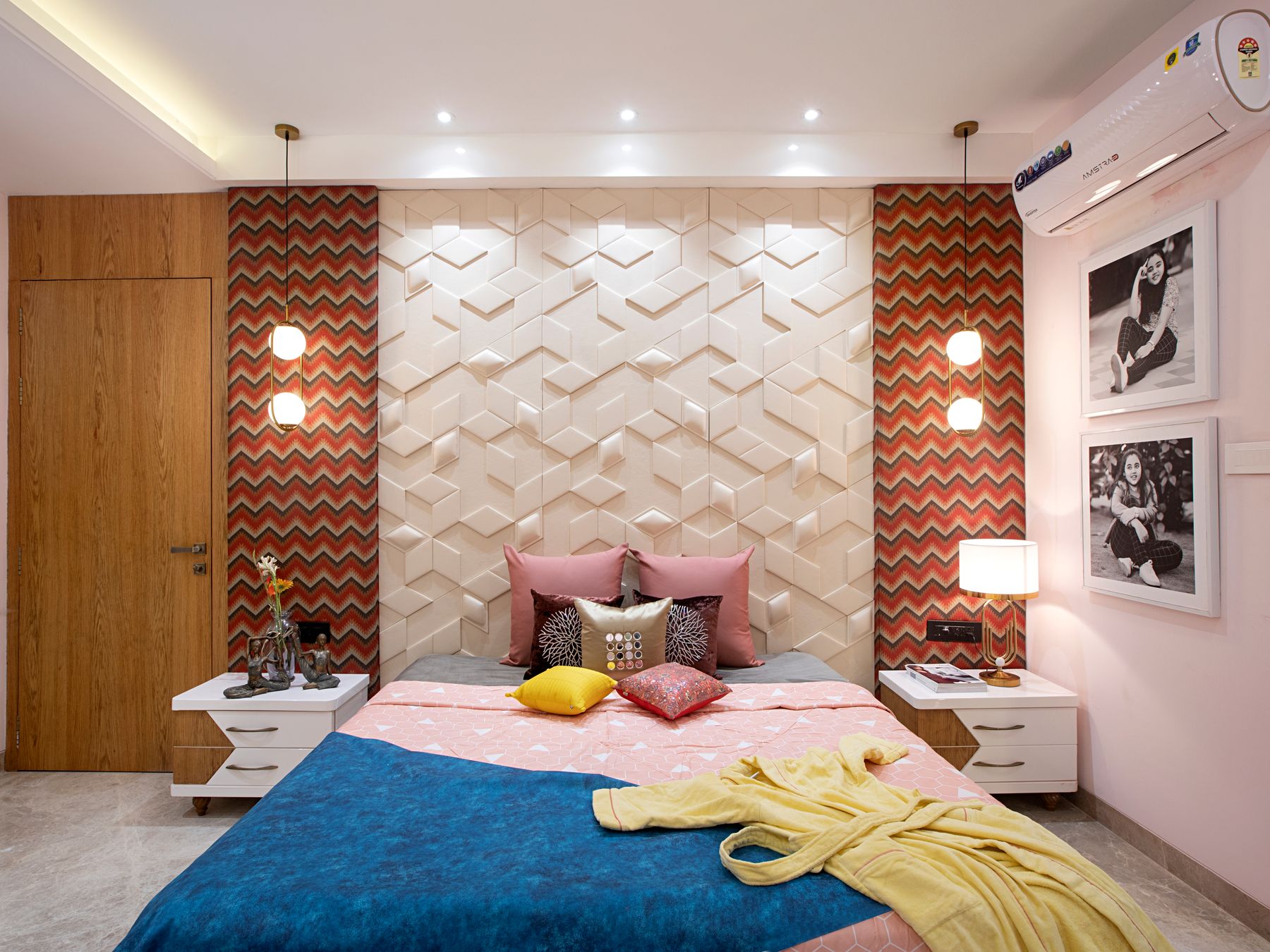 Wallpapering in Putney — a decorator at work mid-project