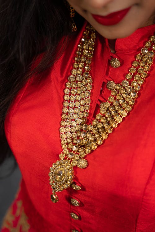 Close up of Woman with Golden Necklace