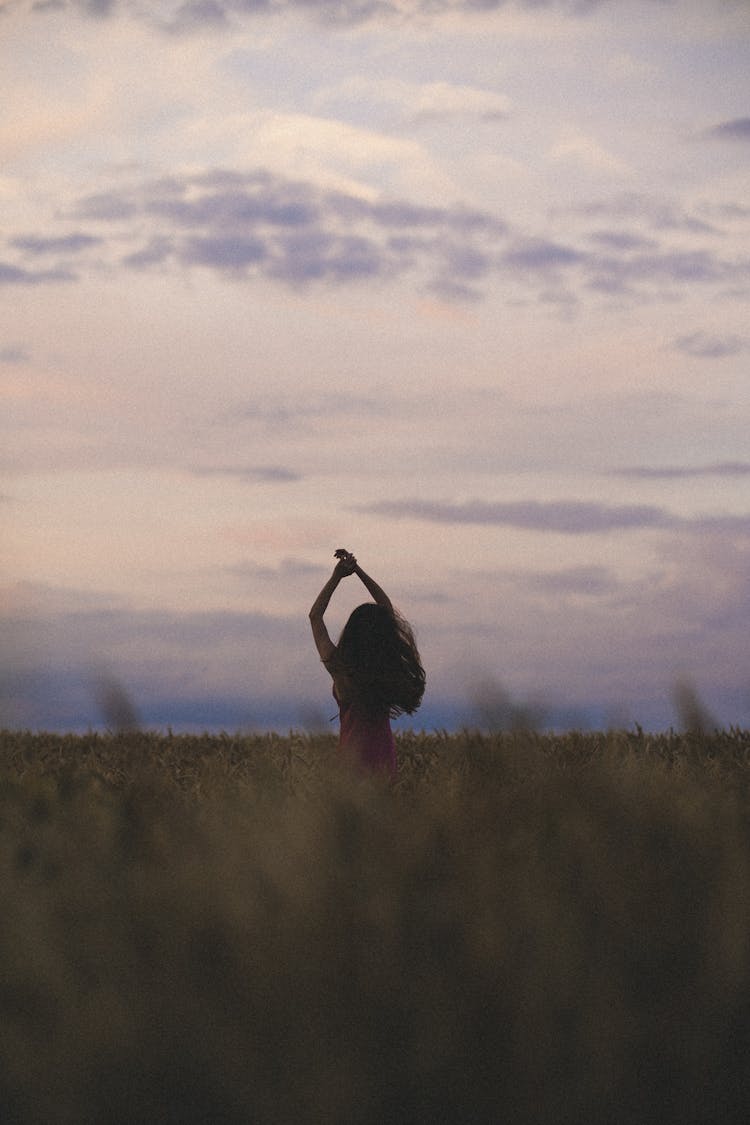 Photo Of A Silhouette Of A Dancing Woman In A Field