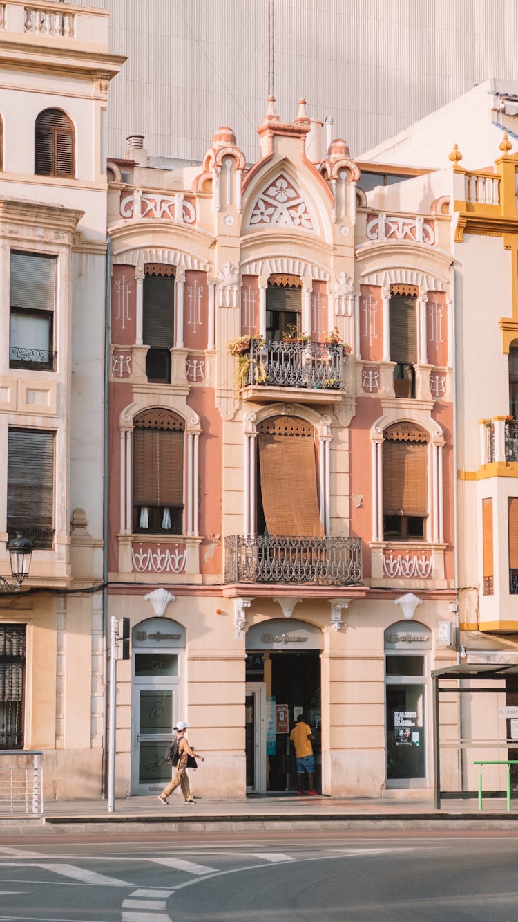 Facade Of The Casa Alcon In The Plaza De La Independencia In Castellon, Spain 