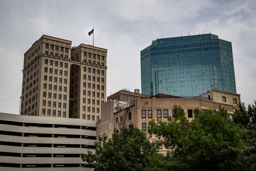 Free A cityscape showcasing contrasting architectural styles in downtown Fort Worth. Stock Photo