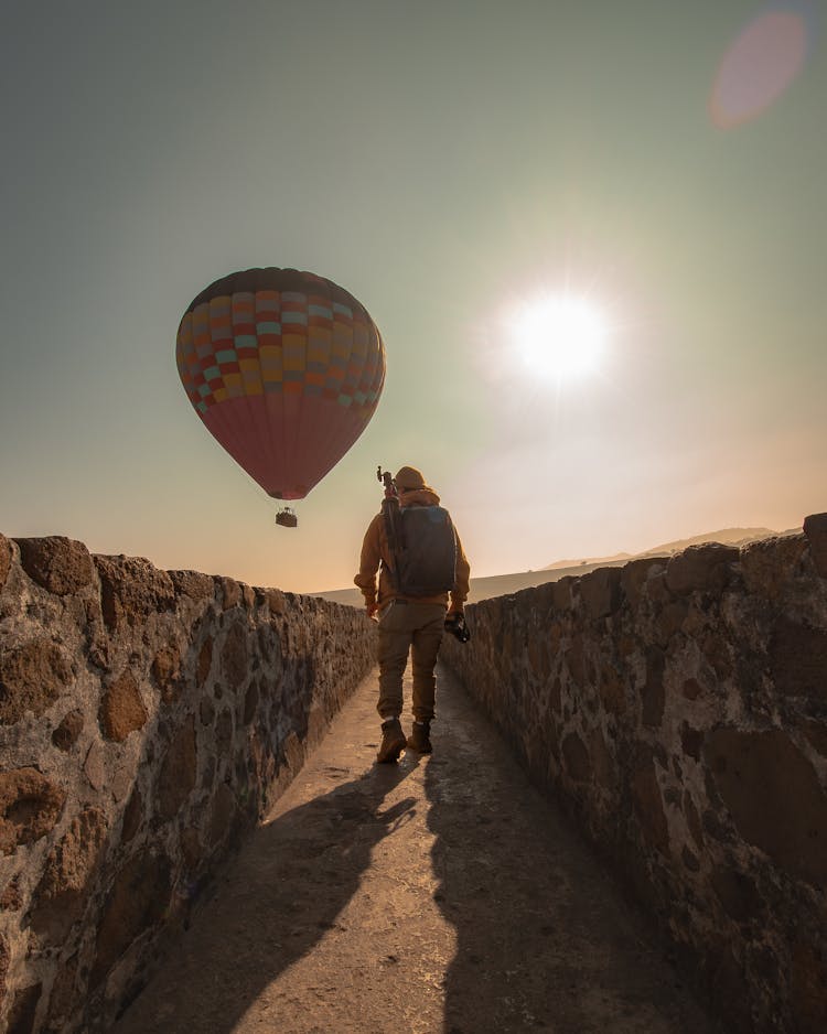 Man Walking On Aqueduct