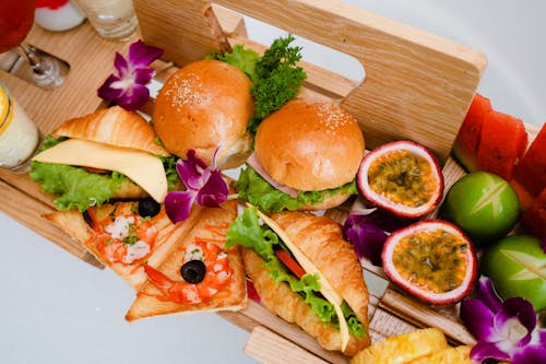 A Homemade Burgers Served on a Tray