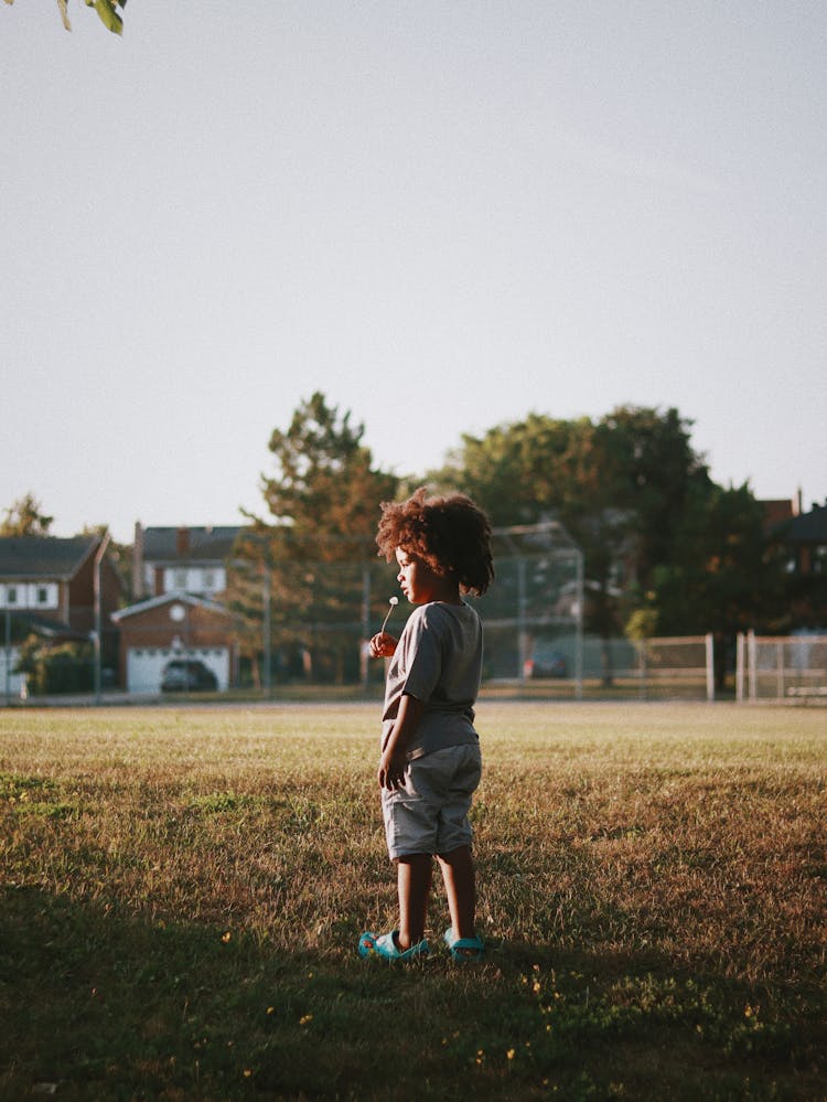 Child Standing On Grass