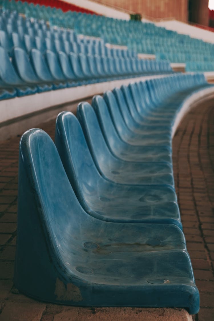 Rows Of Old Blue Seats 