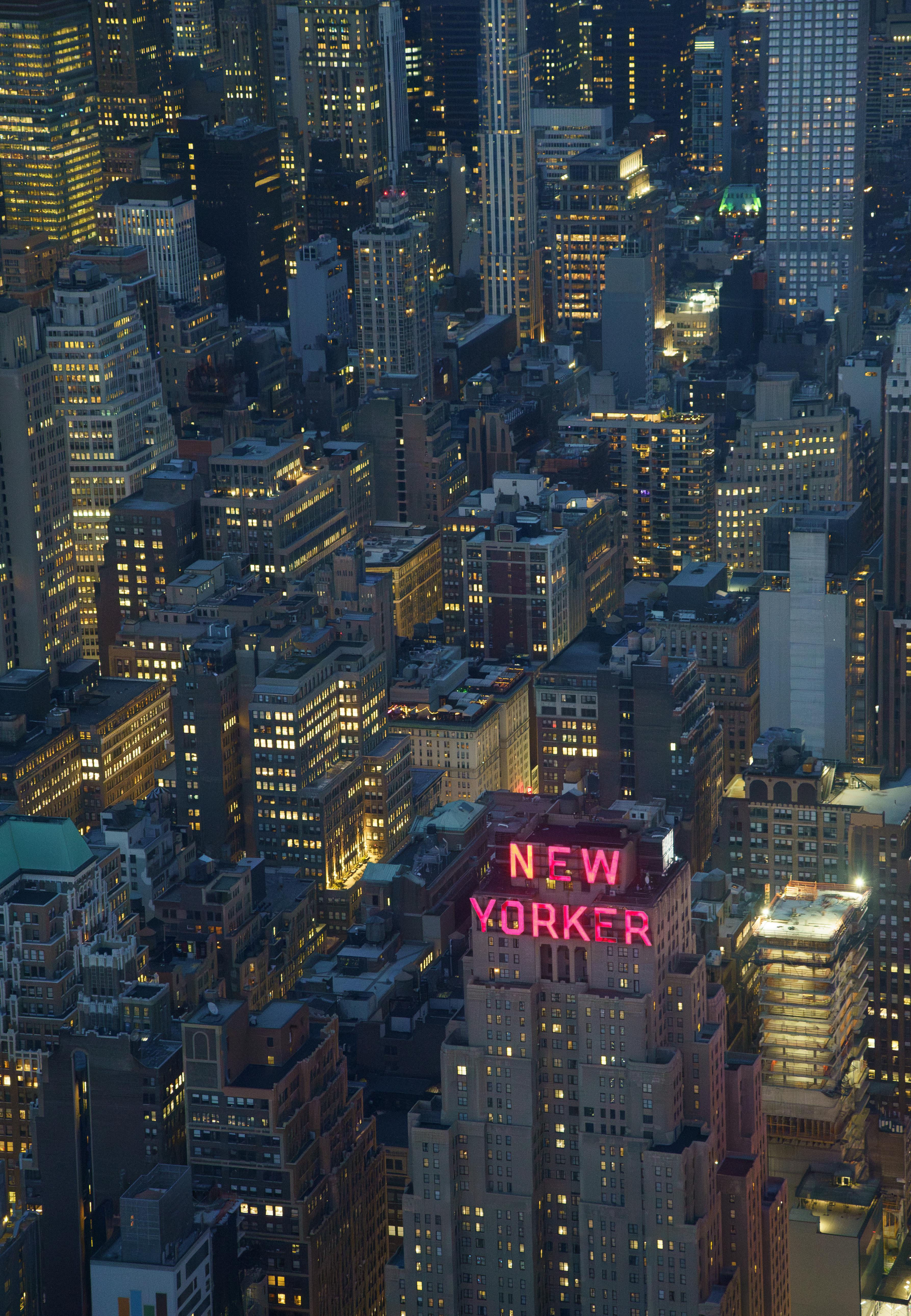 manhattan skyscrapers at night