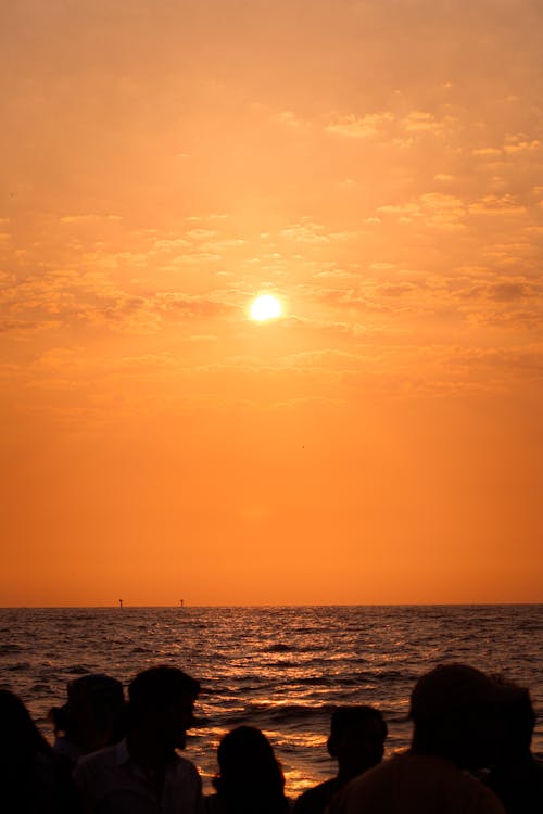 Základová fotografie zdarma na téma horizont, moře, oranžová obloha