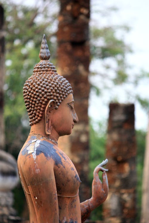 Brown Religious God Statue in Tilt Shift Photography