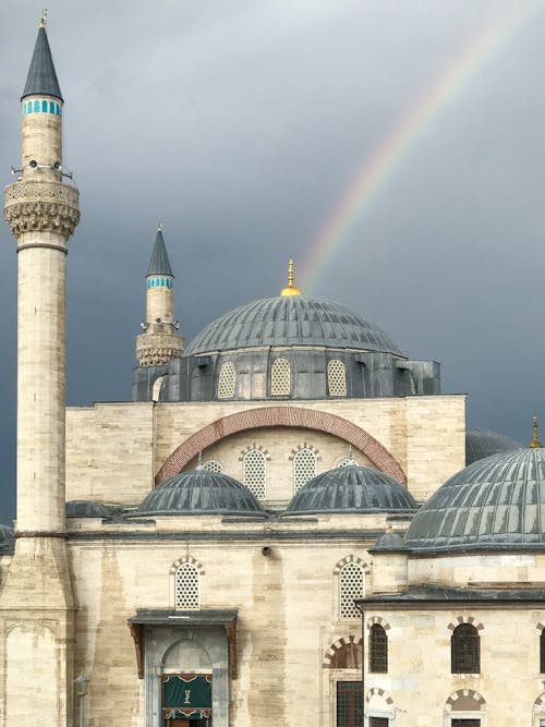 Rainbow over the Mevlana Museum in Konya, Turkey