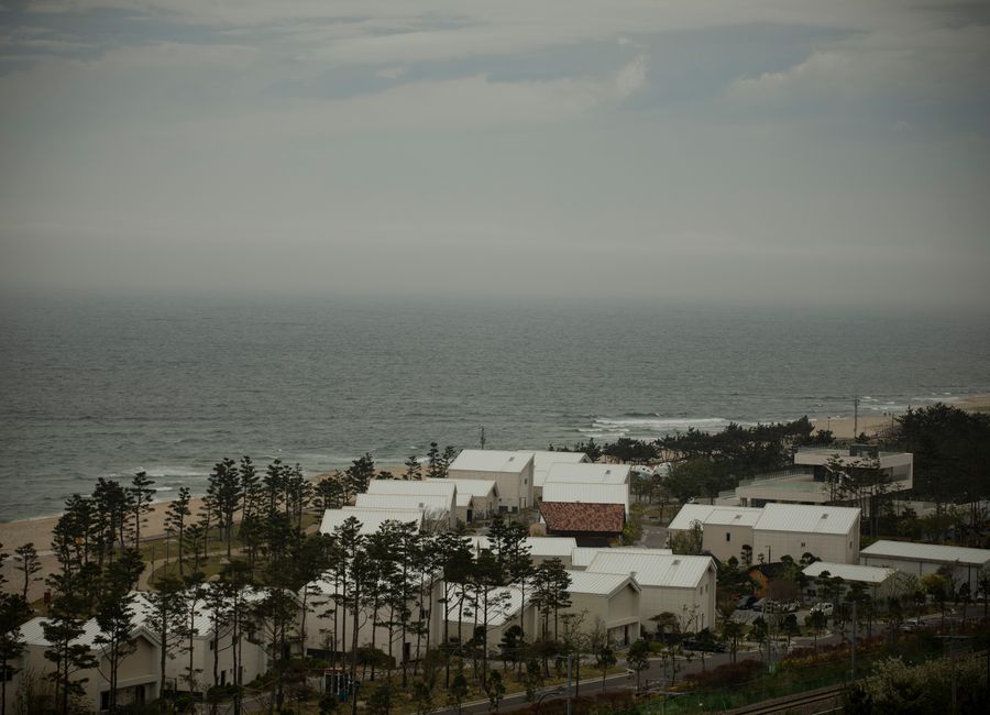 Charming coastal village in Donghae-si, South Korea overlooking the ocean.