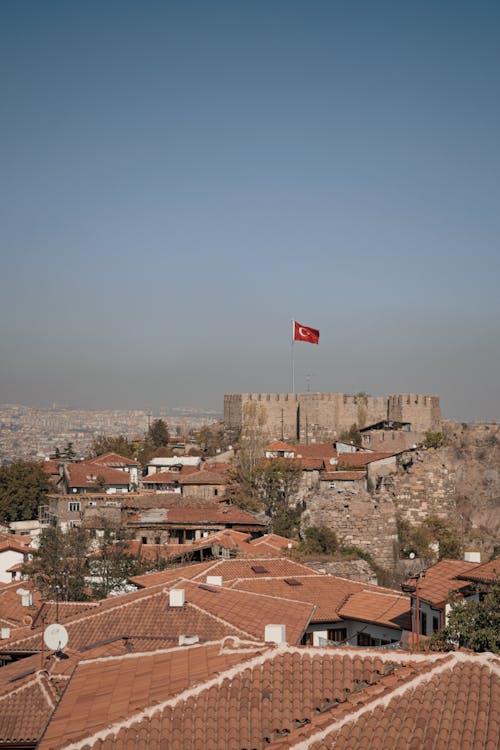 Ankara Castle behind Buildings Roofs