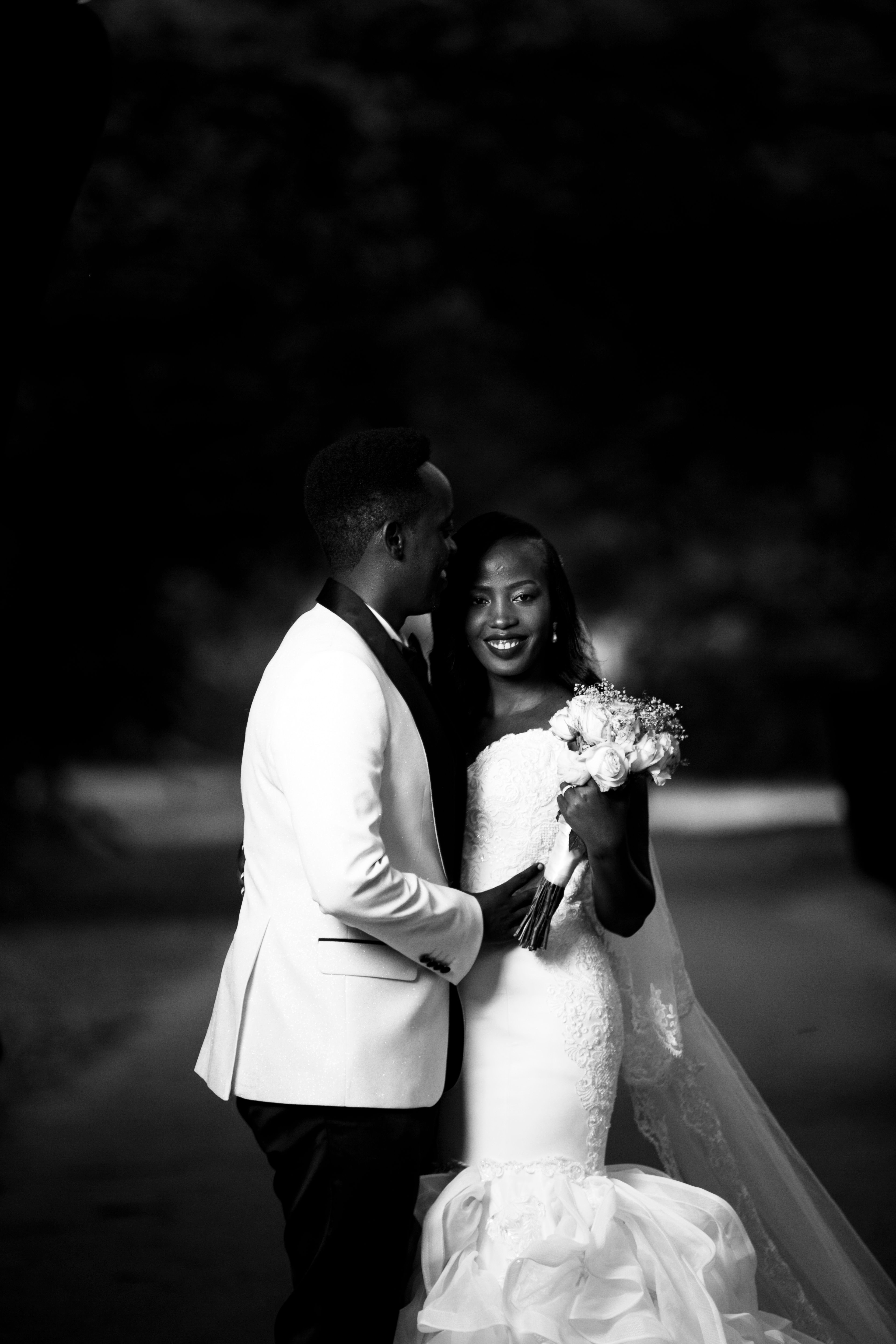 Black and White Photo of Newlywed Couple Embracing · Free Stock Photo