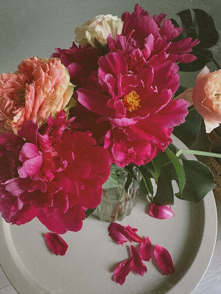 A Bunch Of Peonies In The Vase