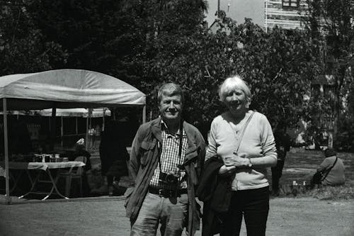 Elderly Couple Together in Black and White