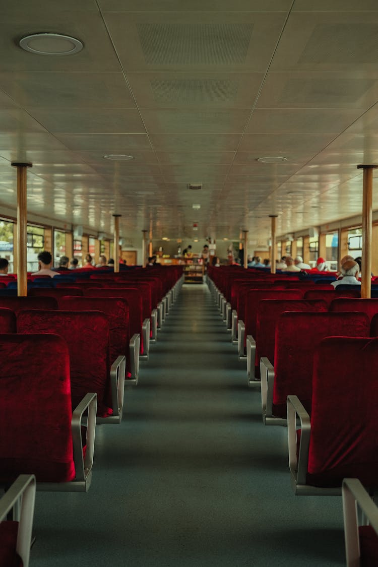 Empty Seats Inside A Passenger Boat 