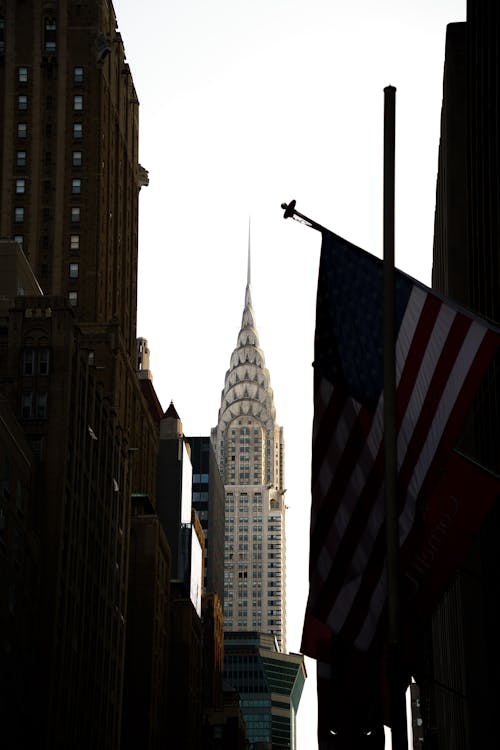 건물, 고층 건물, 깃발의 무료 스톡 사진