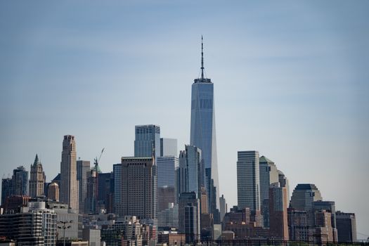 Stunning view of Manhattan skyline featuring the iconic One World Trade Center.