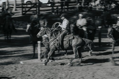 Cowboy Riding Horse at Rodeo