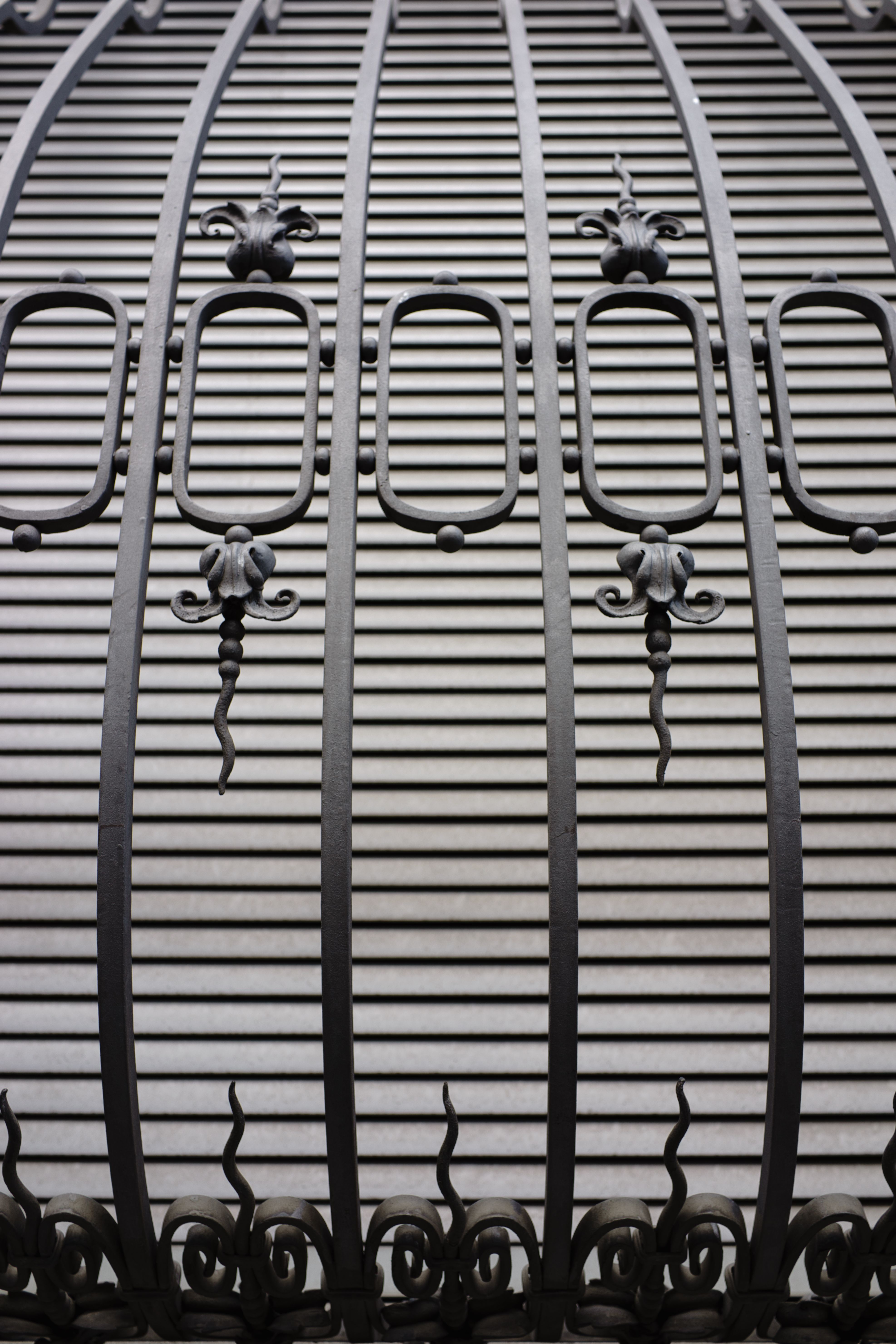 Detailed close-up of a decorative metal structure showcasing elegant design elements in Basel, Switzerland.