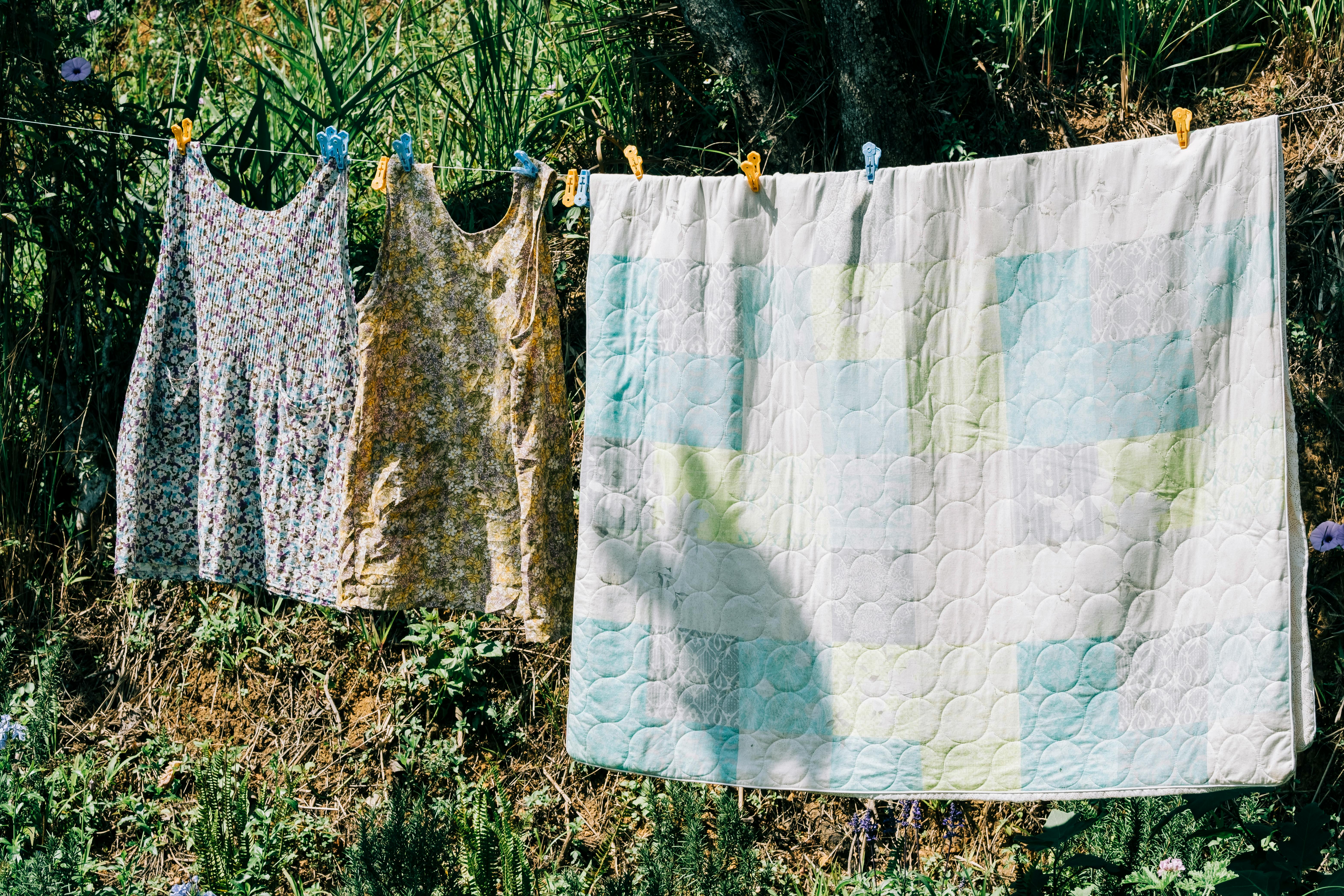 Laundry Air Drying on String · Free Stock Photo