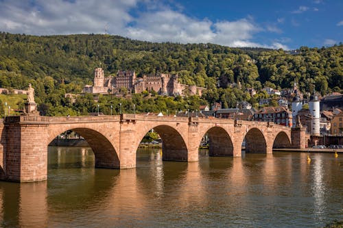 Free Heidelberg Old Bridge and Castle in Heidelberg, Germany  Stock Photo