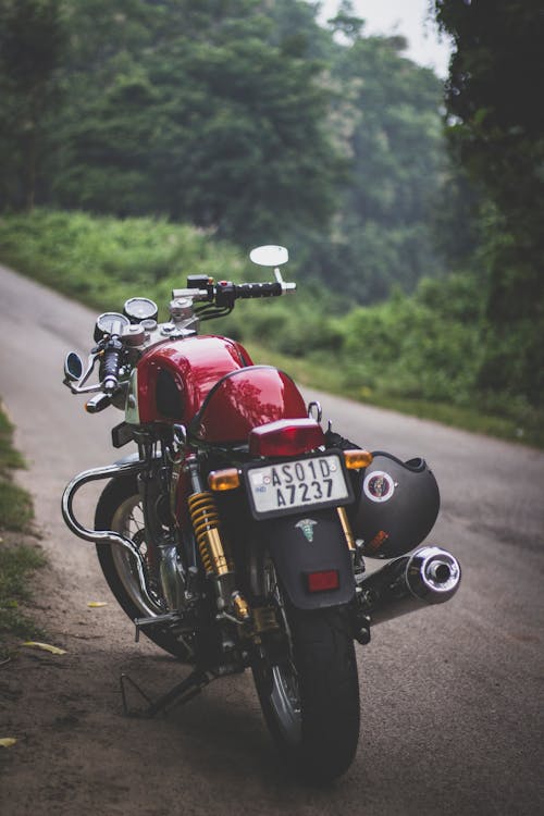 Free Red Motorcycle Parked Stock Photo
