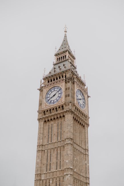 Big Ben clock tower against a cloudy sky in London, an iconic symbol of the United Kingdom.