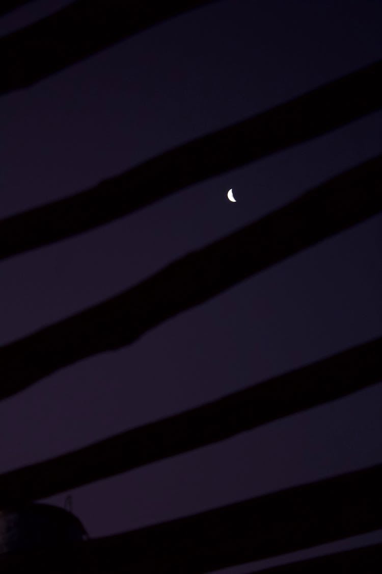 Crescent Moon Glowing Against The Sky At Night