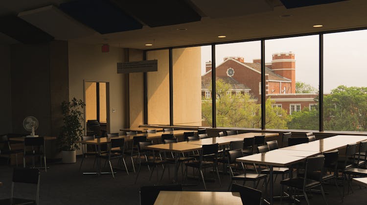 Tables And Chairs In Empty Hall