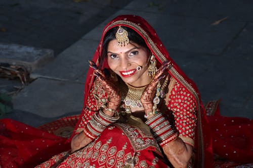 Young Woman Wearing a Traditional Bridal Outfit 
