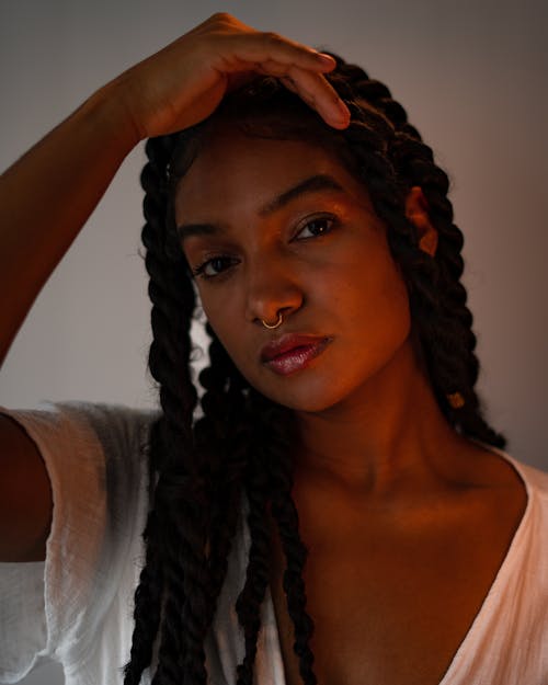 Model with Dreadlocks and Nose Ring