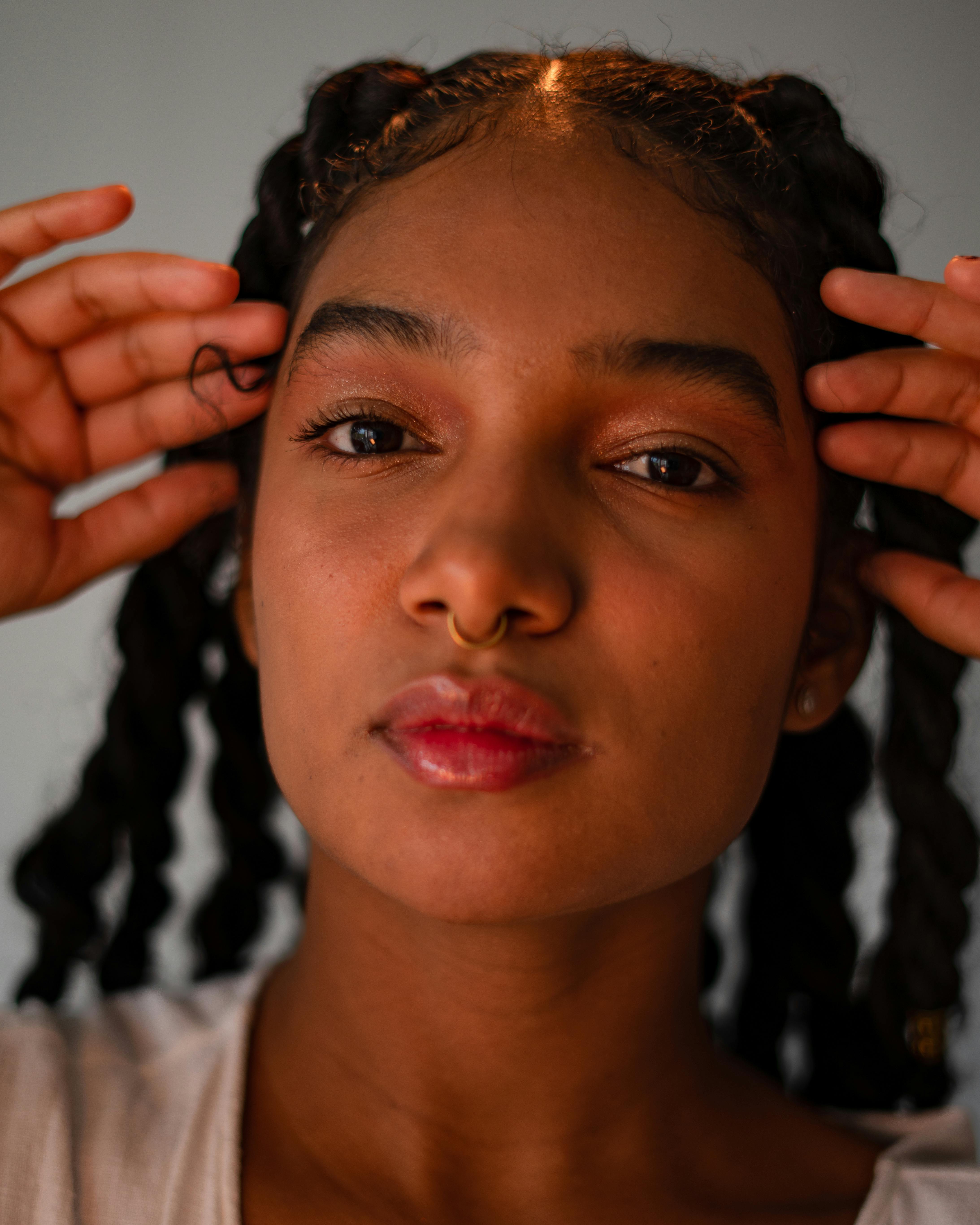 Brunette with nose ring free stock photo