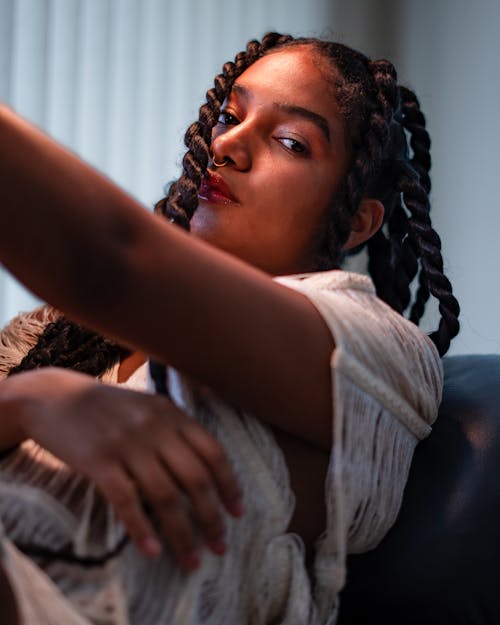 Brunette with Dreadlocks and Nose Ring