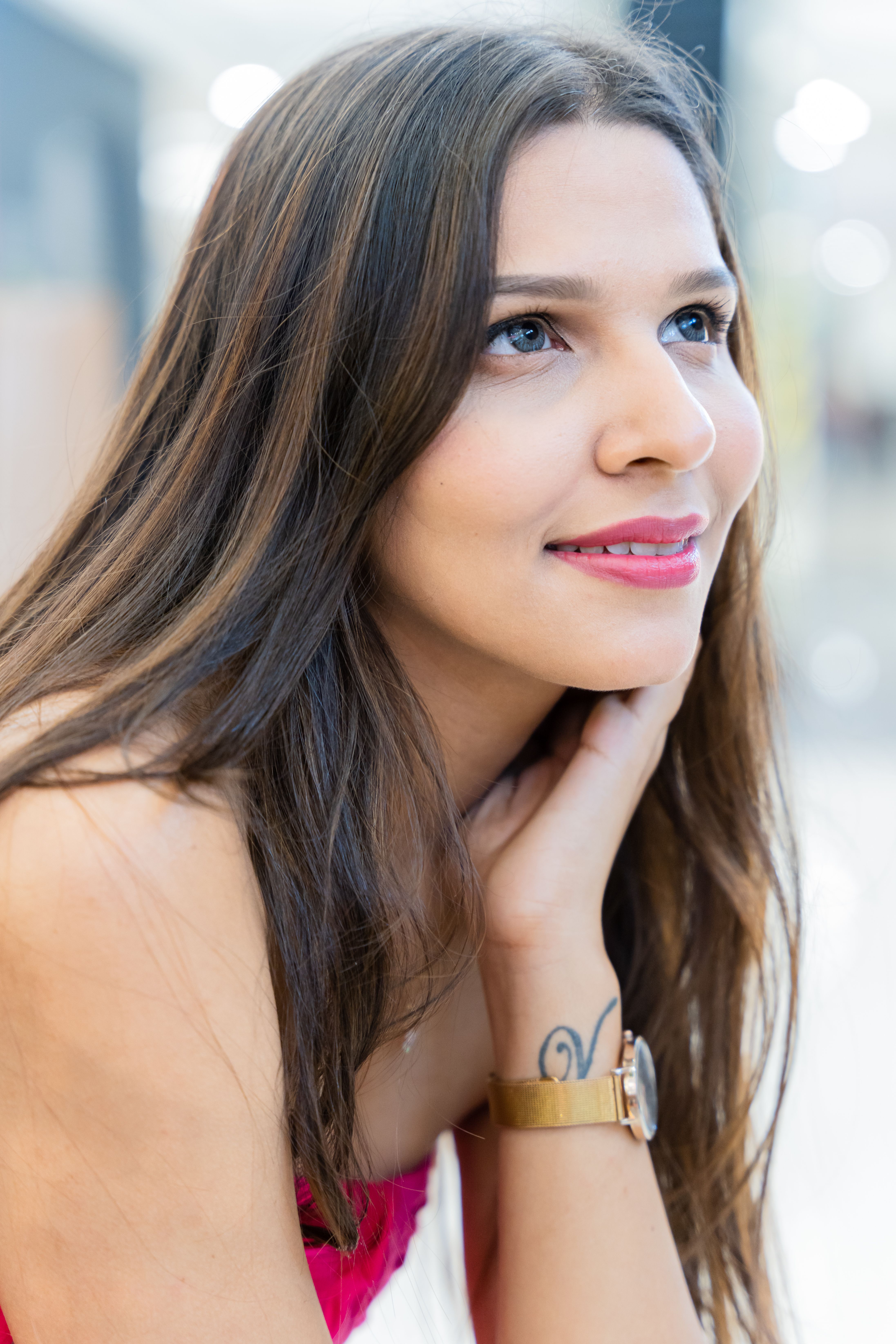 Portrait of thinking woman free stock photo