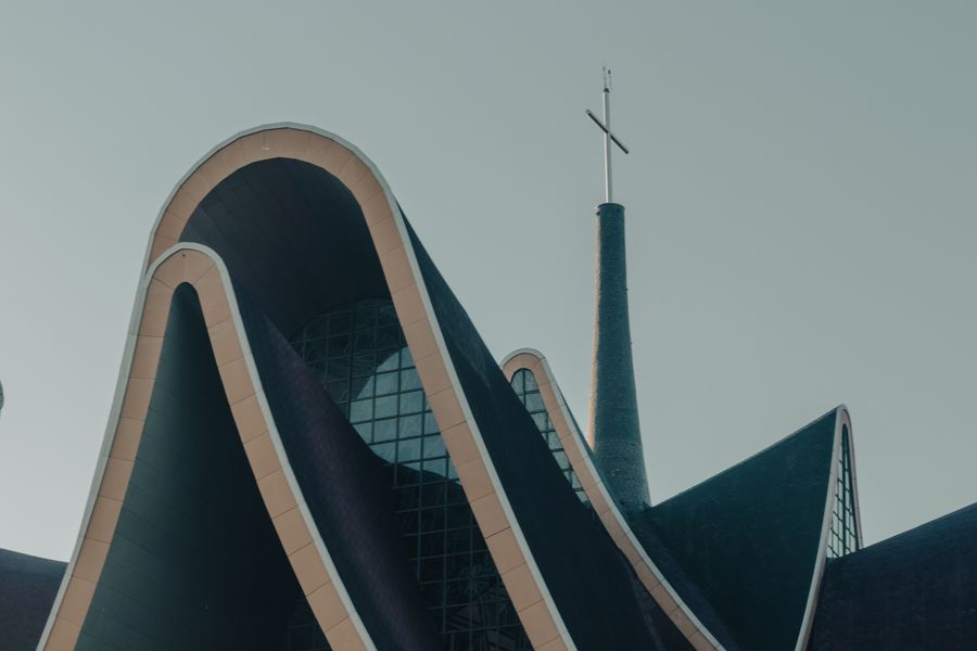 Stock photo of a contemporary church building exterior